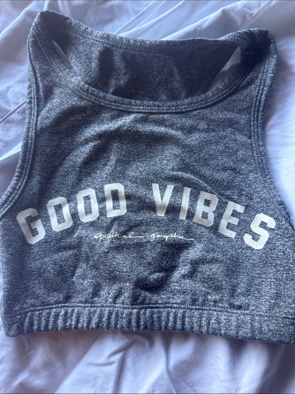Spiritual Gangster Grey 'Good Vibes' Racerback Sports Bra